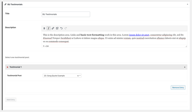 BU Landing page testimonial section screenshot