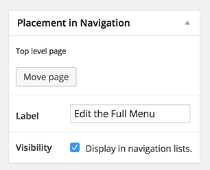 Check "Display in navigation lists" within the WordPress editor of any page to include that page in the primary navigation menu